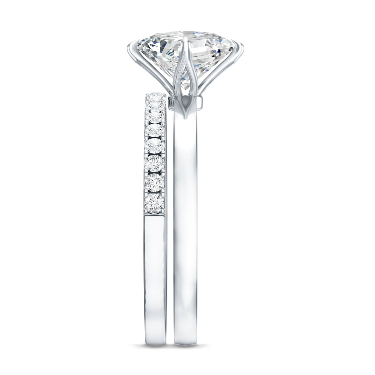 Rosec Jewels-IGI Certified 2 Carat Lab Grown Diamond Princess Cut Wedding Ring Set