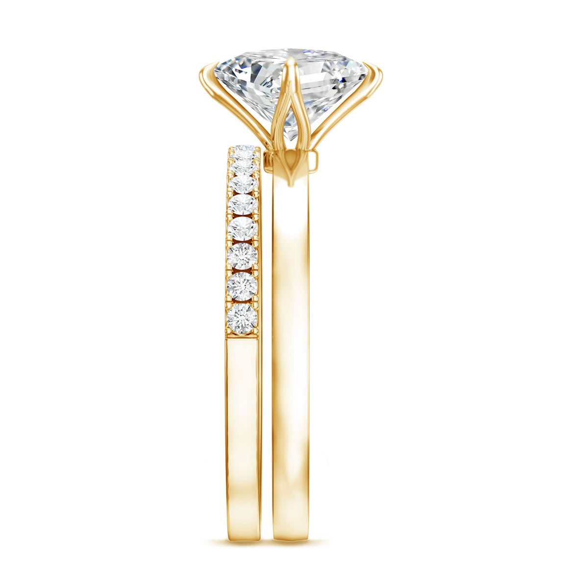 Rosec Jewels-IGI Certified 2 Carat Lab Grown Diamond Princess Cut Wedding Ring Set