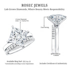 Rosec Jewels-IGI Certified 4 Carat Lab Grown Diamond Princess Cut Wedding Ring Set for Her