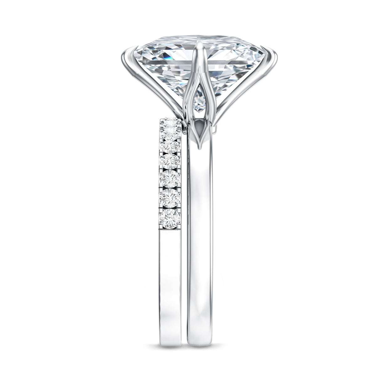 Rosec Jewels-IGI Certified 4 Carat Lab Grown Diamond Princess Cut Wedding Ring Set for Her
