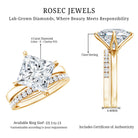 Rosec Jewels-IGI Certified 4 Carat Lab Grown Diamond Princess Cut Wedding Ring Set for Her