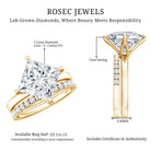 Rosec Jewels-IGI Graded 5 Carat Princess Cut Lab Grown Diamond Wedding Ring Set