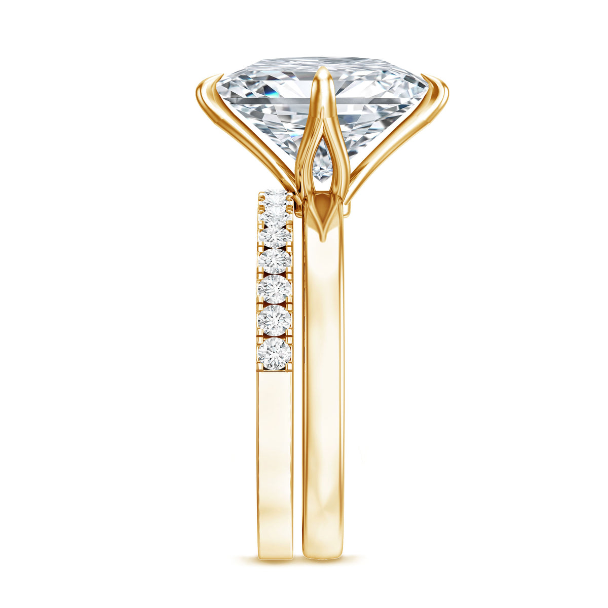 Rosec Jewels-IGI Graded 5 Carat Princess Cut Lab Grown Diamond Wedding Ring Set