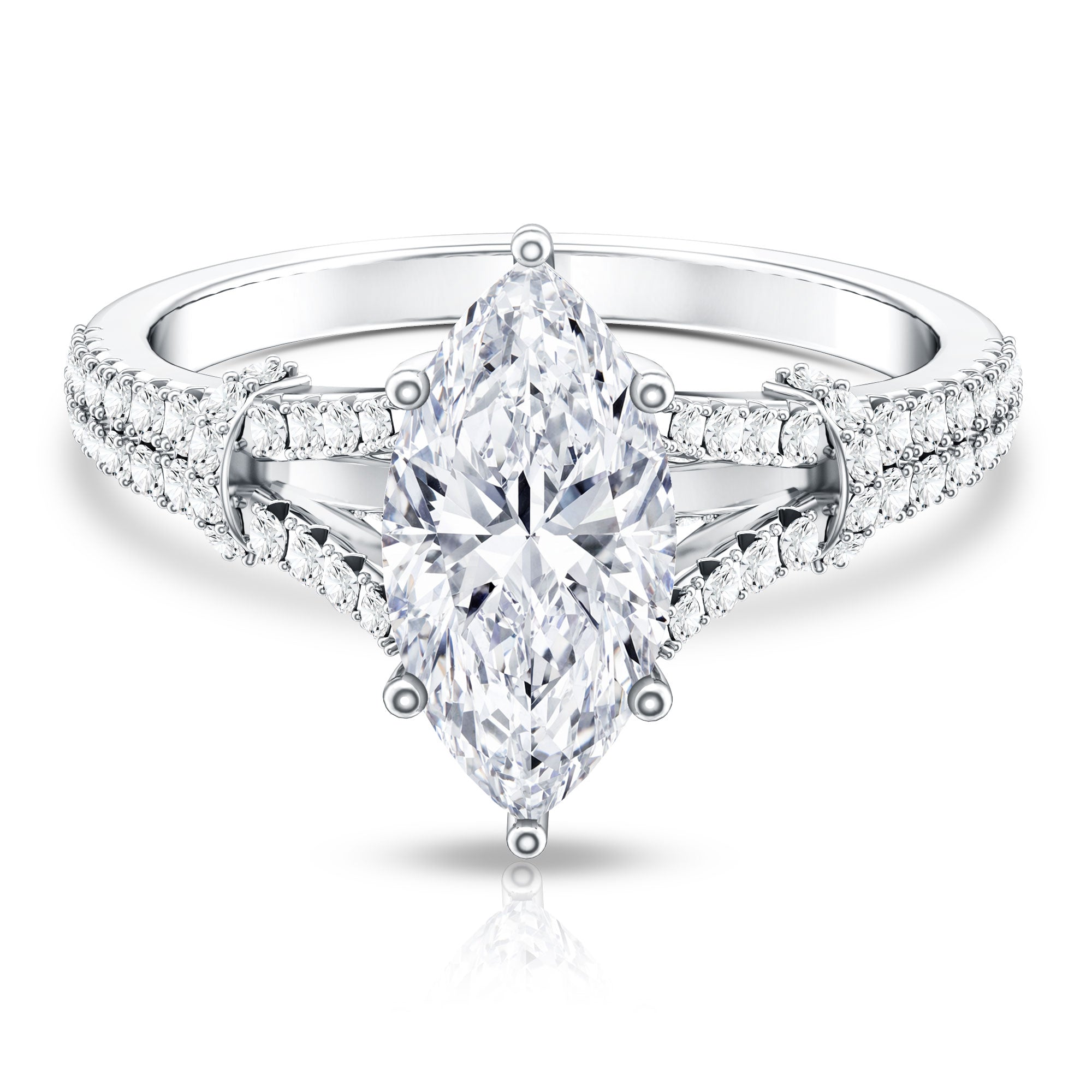 Rosec Jewels-IGI Certified 2 Carat Lab Grown Marquise Diamond Engagement Ring with Split Shank