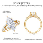 Rosec Jewels-Vintage Inspired Marquise Cut Lab Grown Diamond Split Shank Engagement Ring IGI Certified 3 Carat