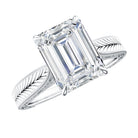 Ethically Sourced 3 Carat Lab Grown Diamond Emerald Cut Engagement Ring IGI Certified Lab - ( EF-VS ) - Rosec Jewels