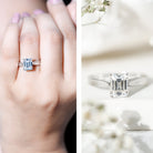 Ethically Sourced 3 Carat Lab Grown Diamond Emerald Cut Engagement Ring IGI Certified Lab - ( EF-VS ) - Rosec Jewels