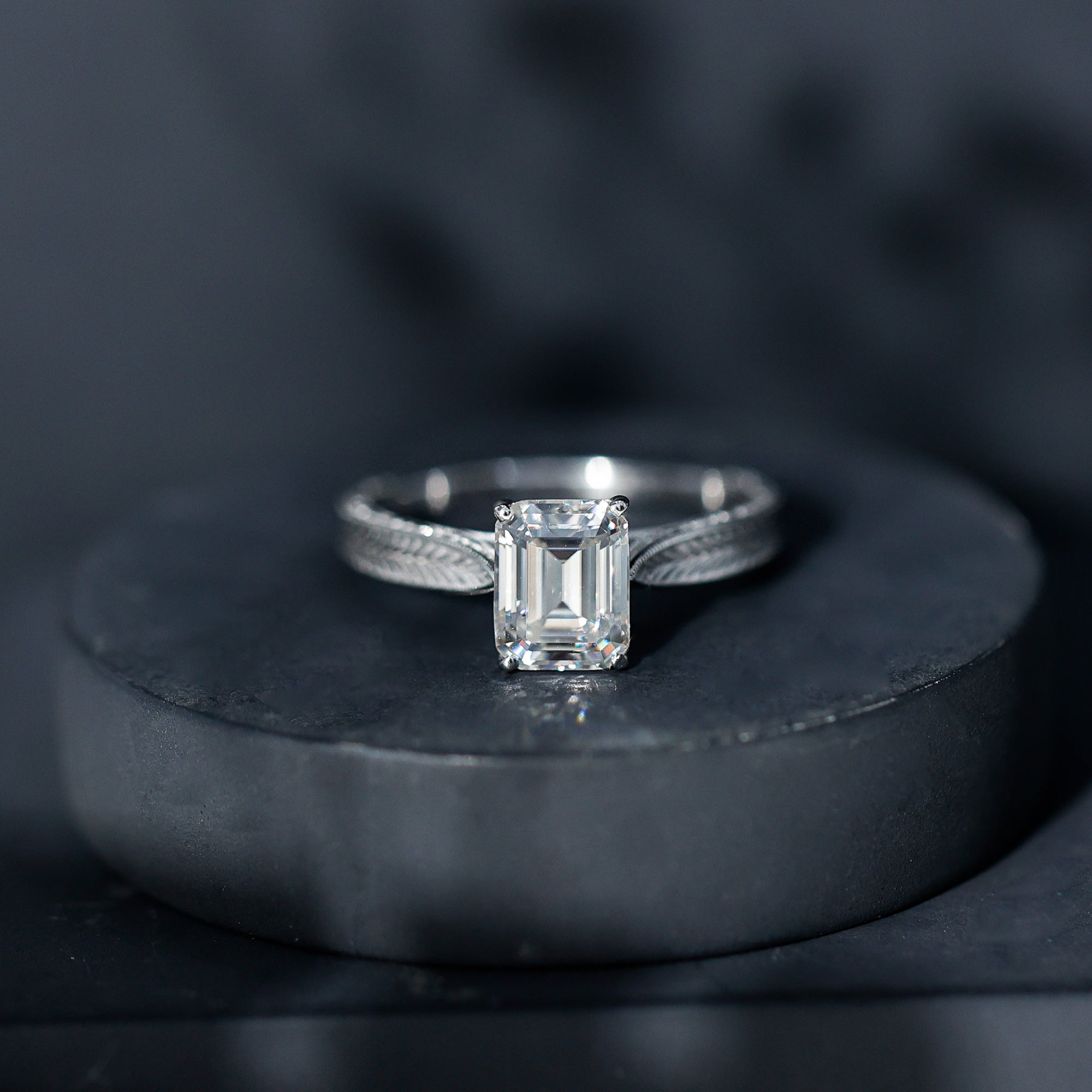 Ethically Sourced 3 Carat Lab Grown Diamond Emerald Cut Engagement Ring IGI Certified Lab - ( EF-VS ) - Rosec Jewels