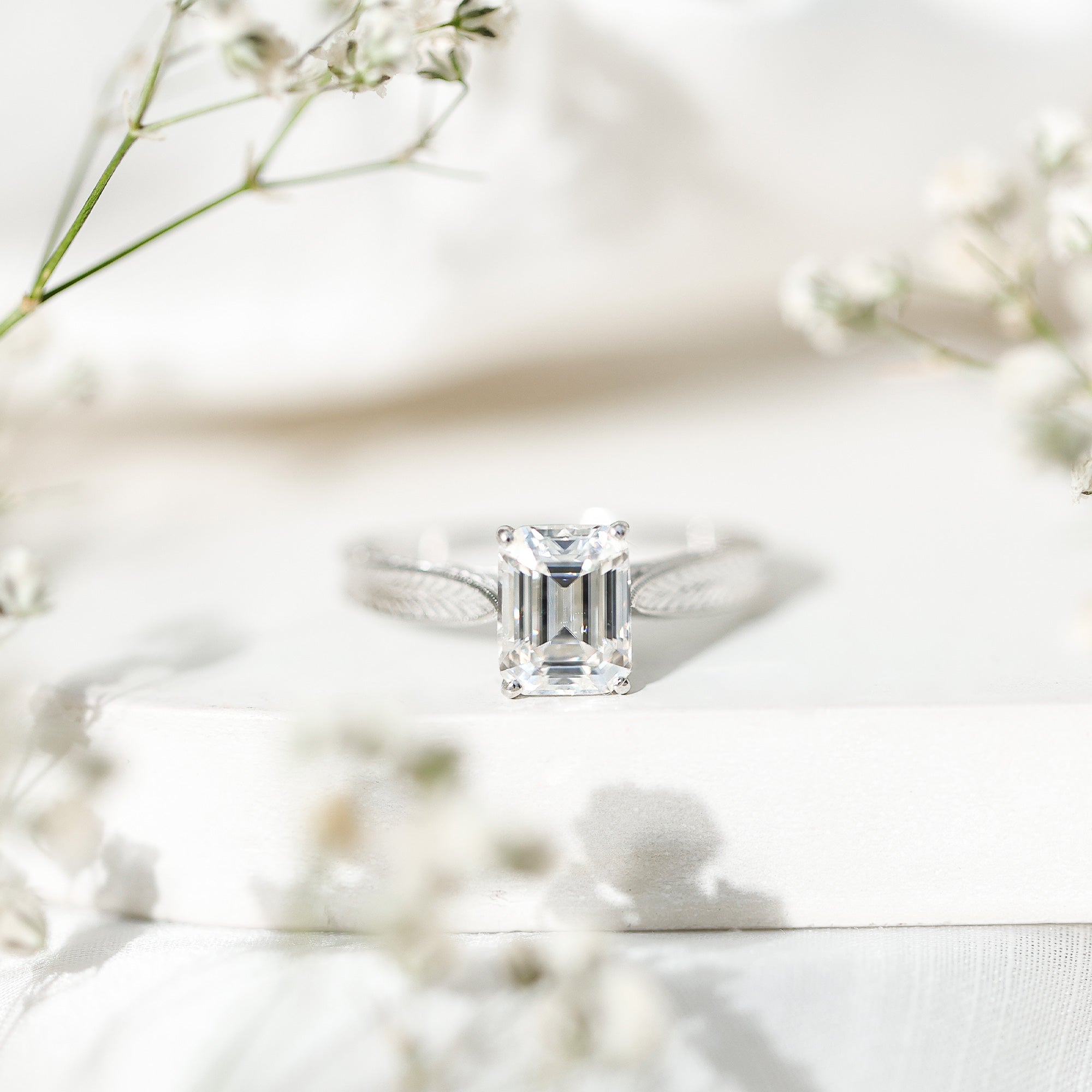 Ethically Sourced 3 Carat Lab Grown Diamond Emerald Cut Engagement Ring IGI Certified Lab - ( EF-VS ) - Rosec Jewels