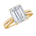 Ethically Sourced 3 Carat Lab Grown Diamond Emerald Cut Engagement Ring IGI Certified Lab - ( EF-VS ) - Rosec Jewels