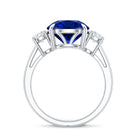 Brilliant Cut 4.5 Carat Lab Grown Blue Sapphire and Diamond Statement Engagement Ring AAAA - Rosec Jewels