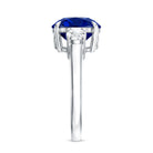 Brilliant Cut 4.5 Carat Lab Grown Blue Sapphire and Diamond Statement Engagement Ring AAAA - Rosec Jewels