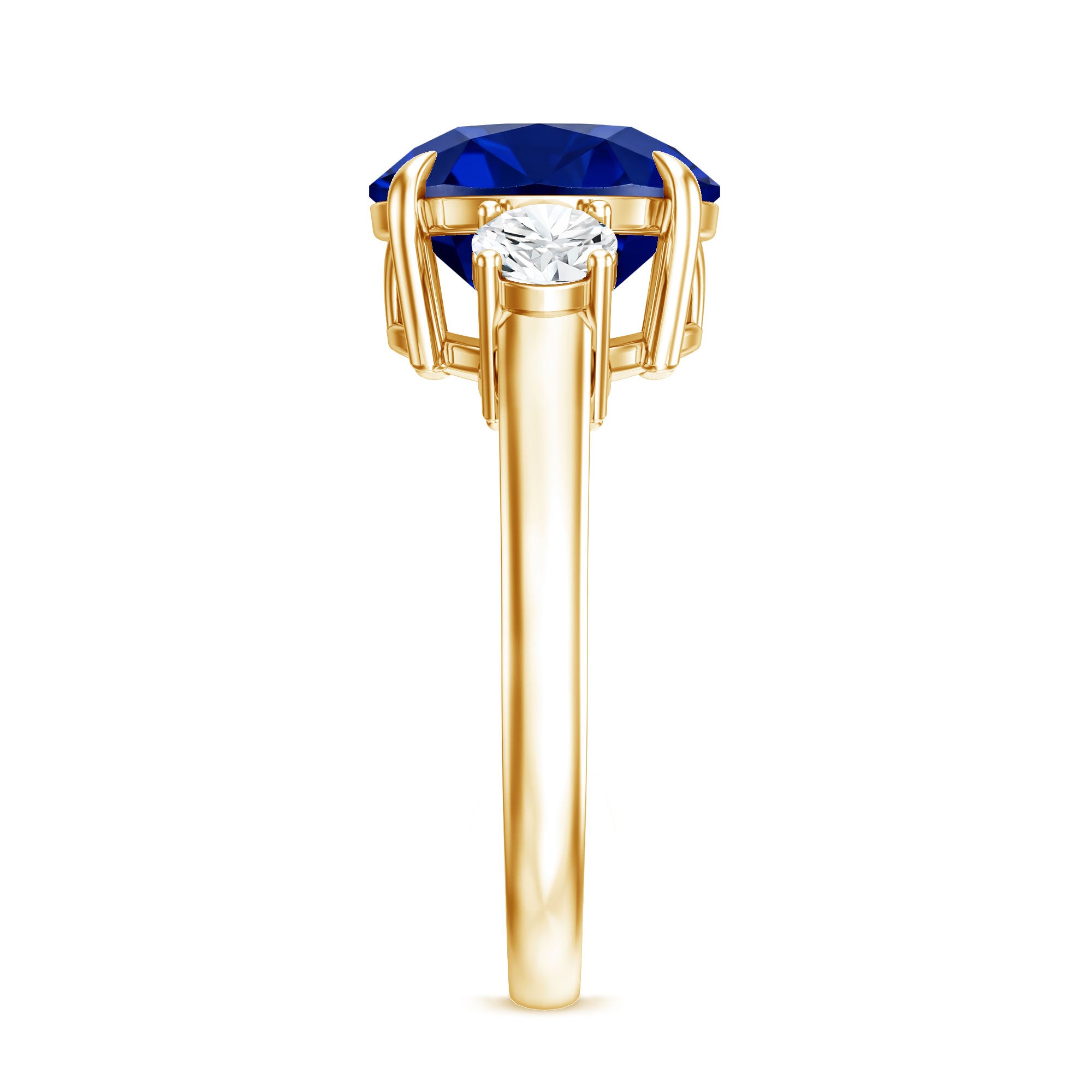 Brilliant Cut 4.5 Carat Lab Grown Blue Sapphire and Diamond Statement Engagement Ring AAAA - Rosec Jewels