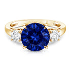 Brilliant Cut 4.5 Carat Lab Grown Blue Sapphire and Diamond Statement Engagement Ring AAAA - Rosec Jewels