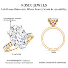 4 Carat Oval Shaped Lab Grown Diamond Huge Engagement Ring with IGI Certificate Lab - ( EF-VS ) - Rosec Jewels