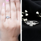 Rosec Jewels-Baguette and Pear Cut Lab Created Diamond Three Stone Engagement Ring