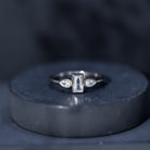 Rosec Jewels-Baguette and Pear Cut Lab Created Diamond Three Stone Engagement Ring