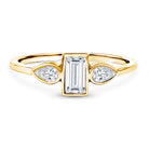 Rosec Jewels-Baguette and Pear Cut Lab Created Diamond Three Stone Engagement Ring