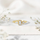 Rosec Jewels-Baguette and Pear Cut Lab Created Diamond Three Stone Engagement Ring