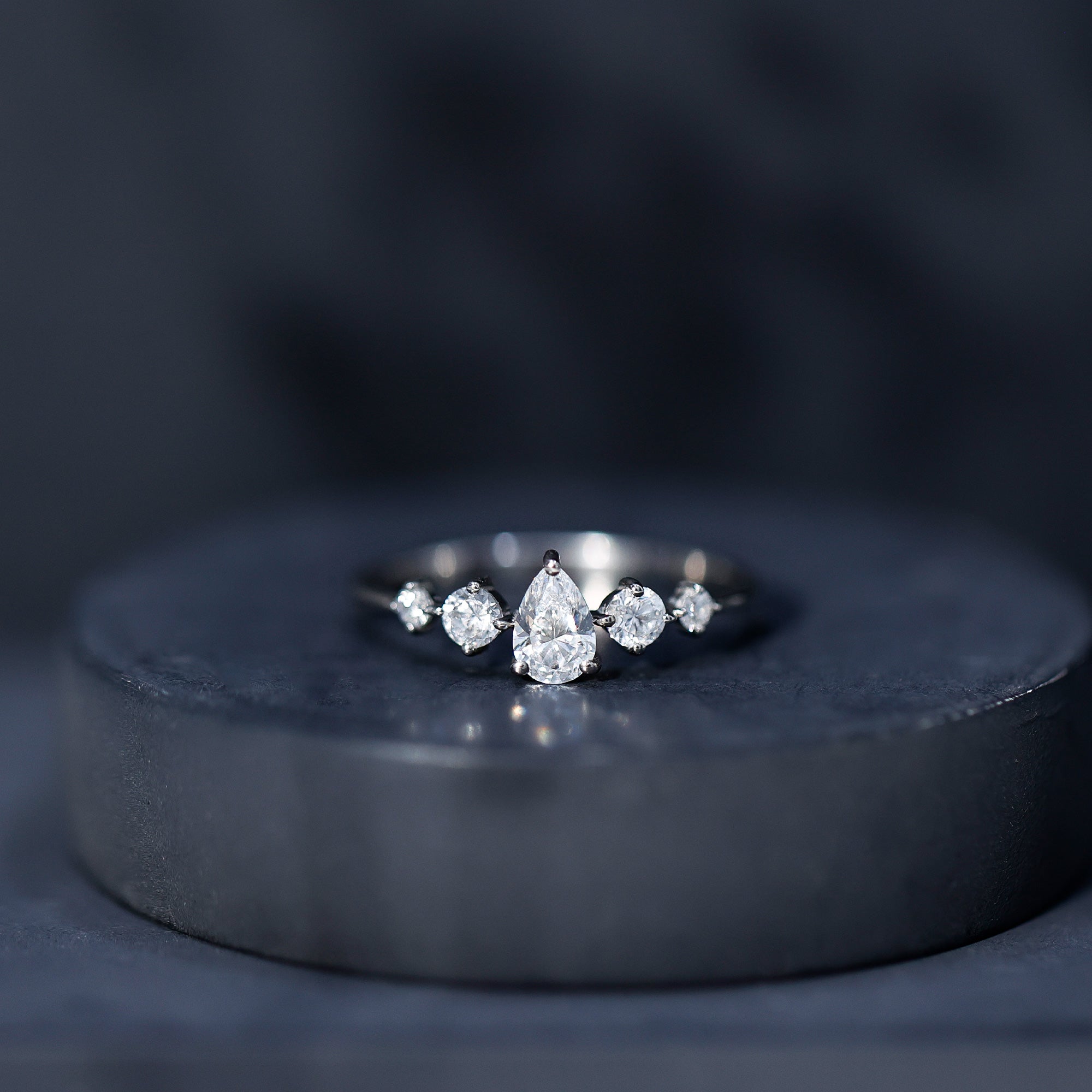 Rosec Jewels-Graduated Style Pear and Round Lab Grown Diamond Engagement Ring