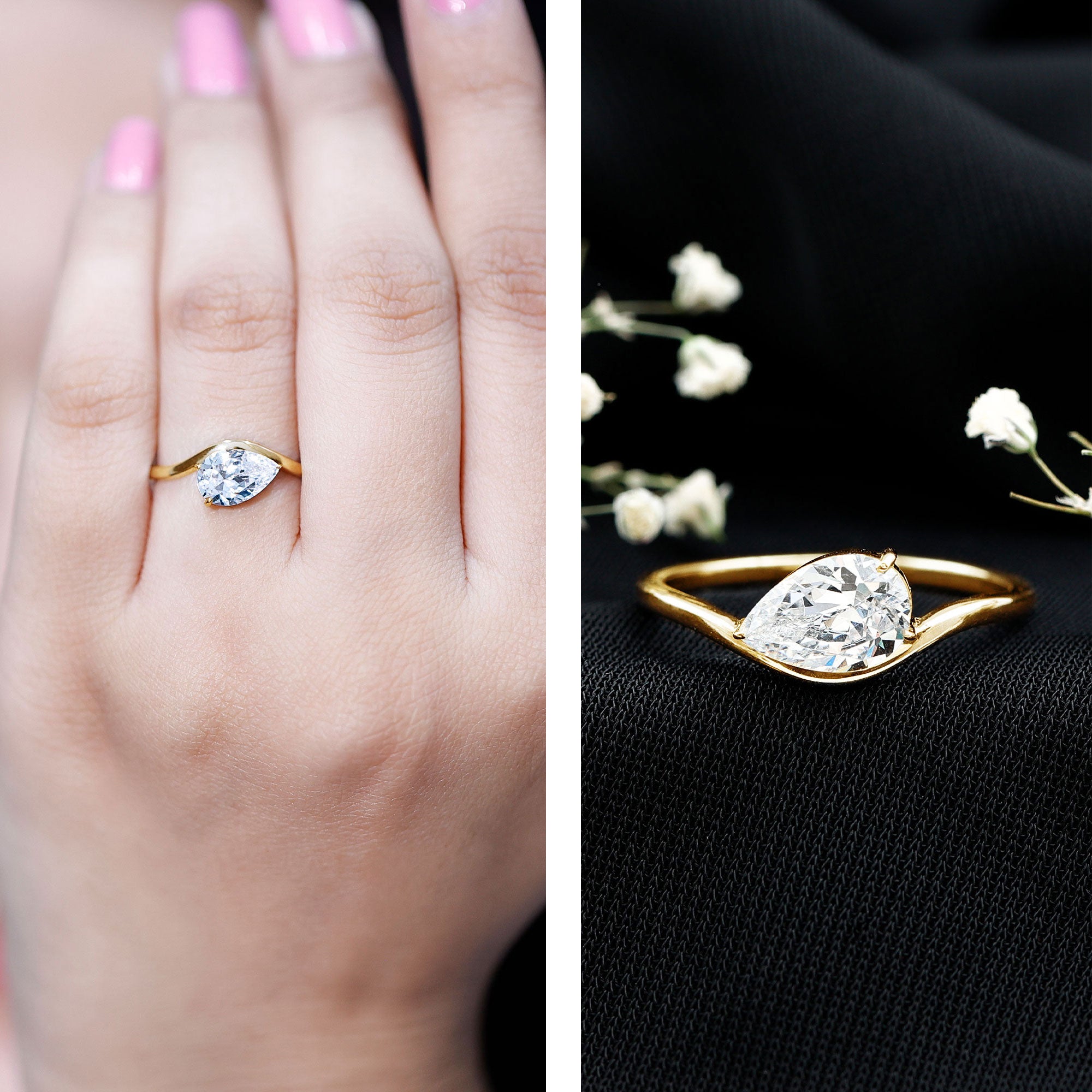 Rosec Jewels-1.3 Carat Pear Shaped Lab Grown Diamond Solitaire Engagement Ring