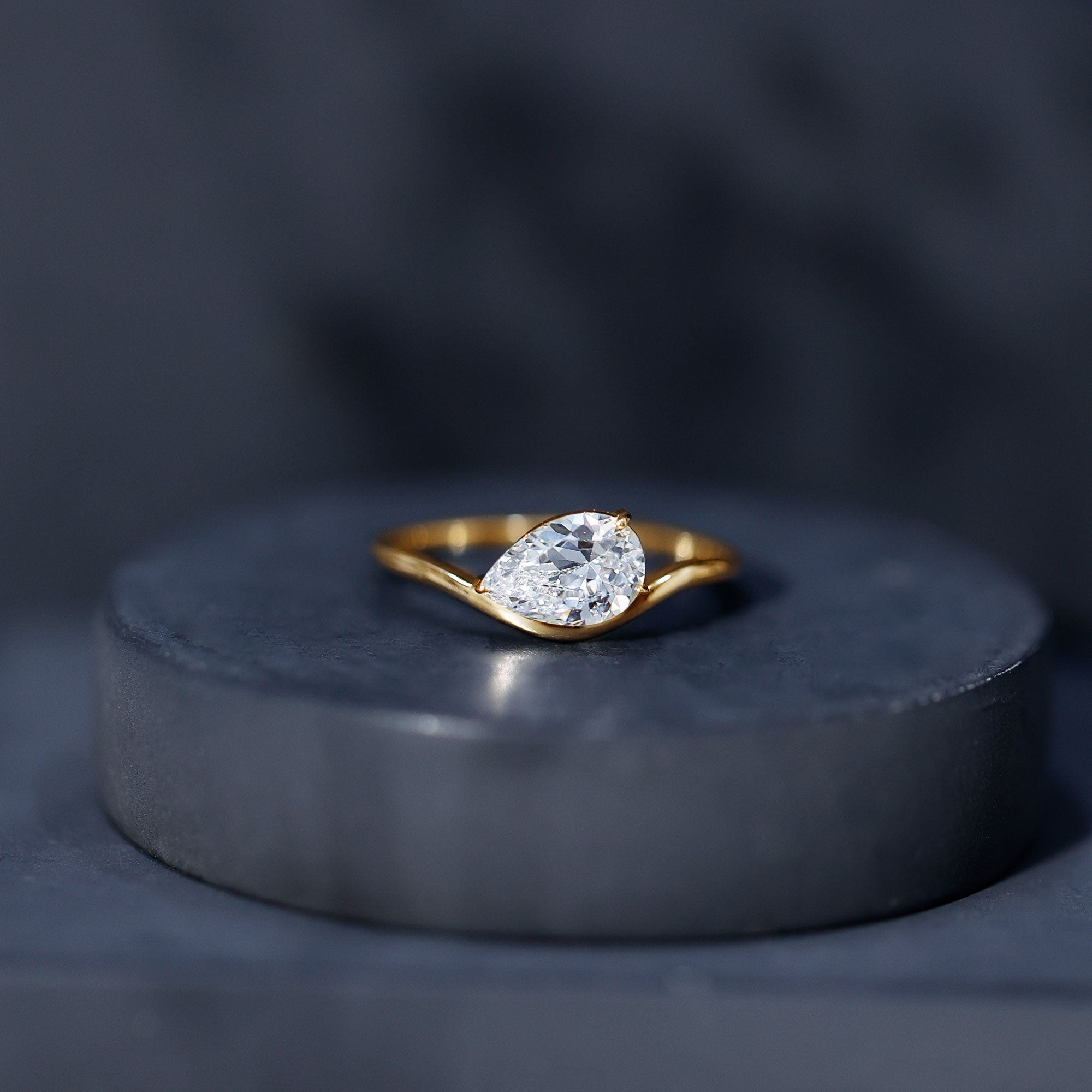 Rosec Jewels-1.3 Carat Pear Shaped Lab Grown Diamond Solitaire Engagement Ring