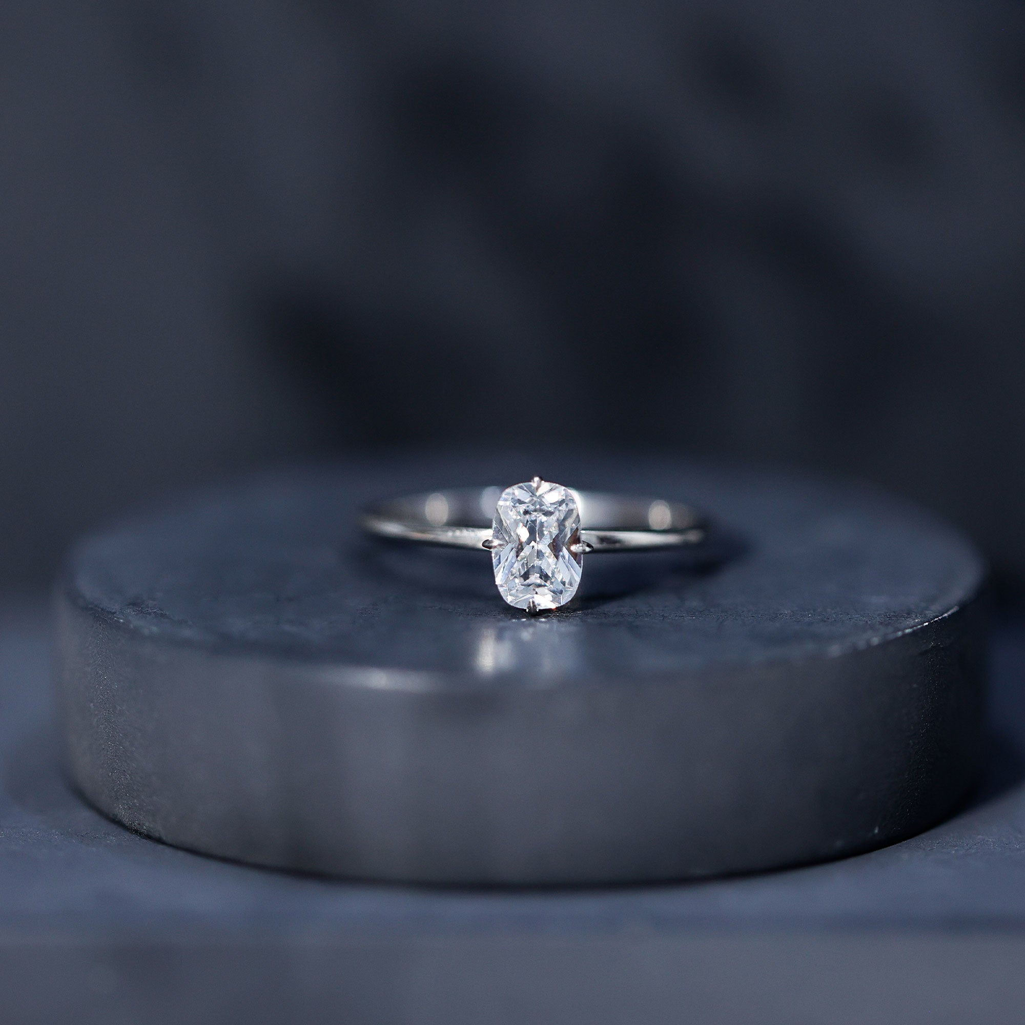 Rosec Jewels-Solitaire 1.2 Carat Elongated Cushion Cut Engagement Ring with Lab Grown Diamond