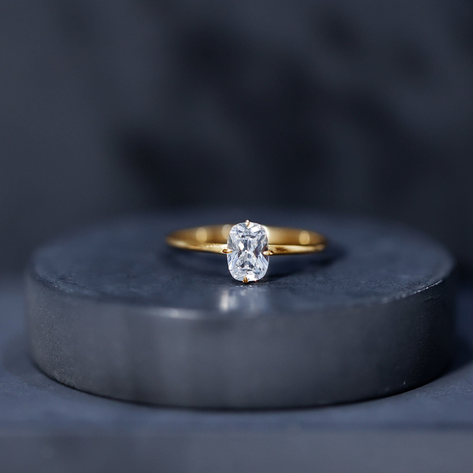 Rosec Jewels-Solitaire 1.2 Carat Elongated Cushion Cut Engagement Ring with Lab Grown Diamond