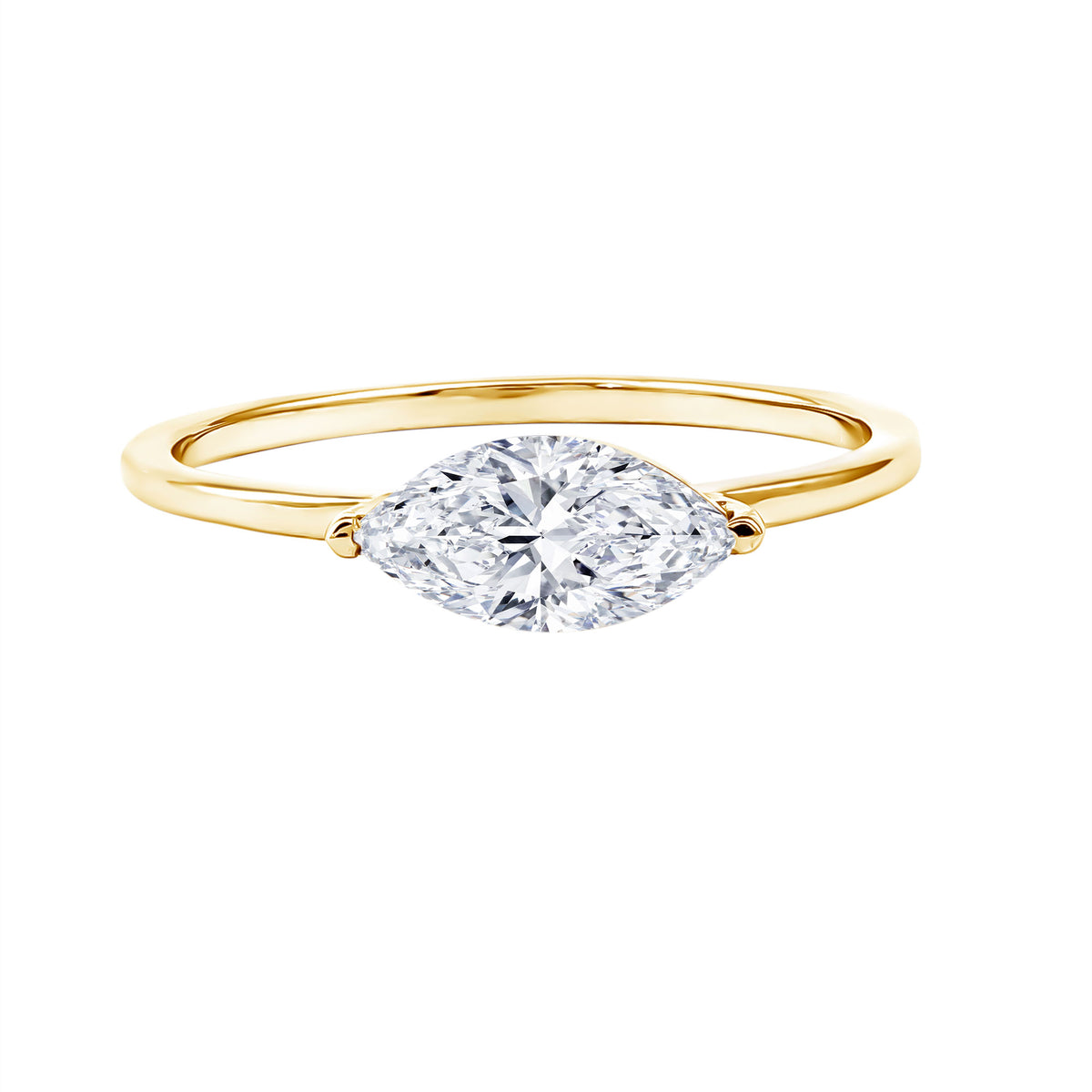 Marquise Cut 1 Carat Lab Grown Diamond East West Ring with IGI Certificate Lab - ( E-VS1 ) - Rosec Jewels