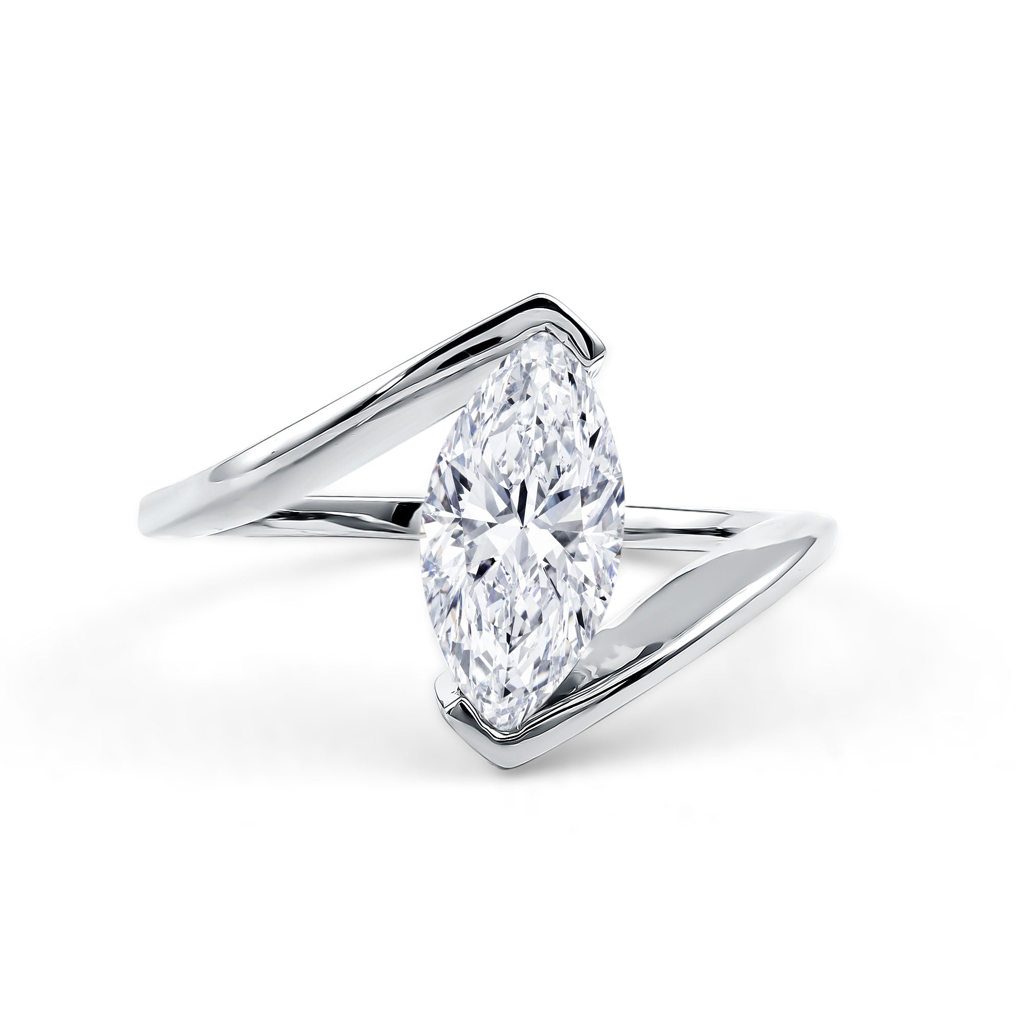 Rosec Jewels-Marquise Cut 2 Carat Lab Grown Diamond Engagement Ring