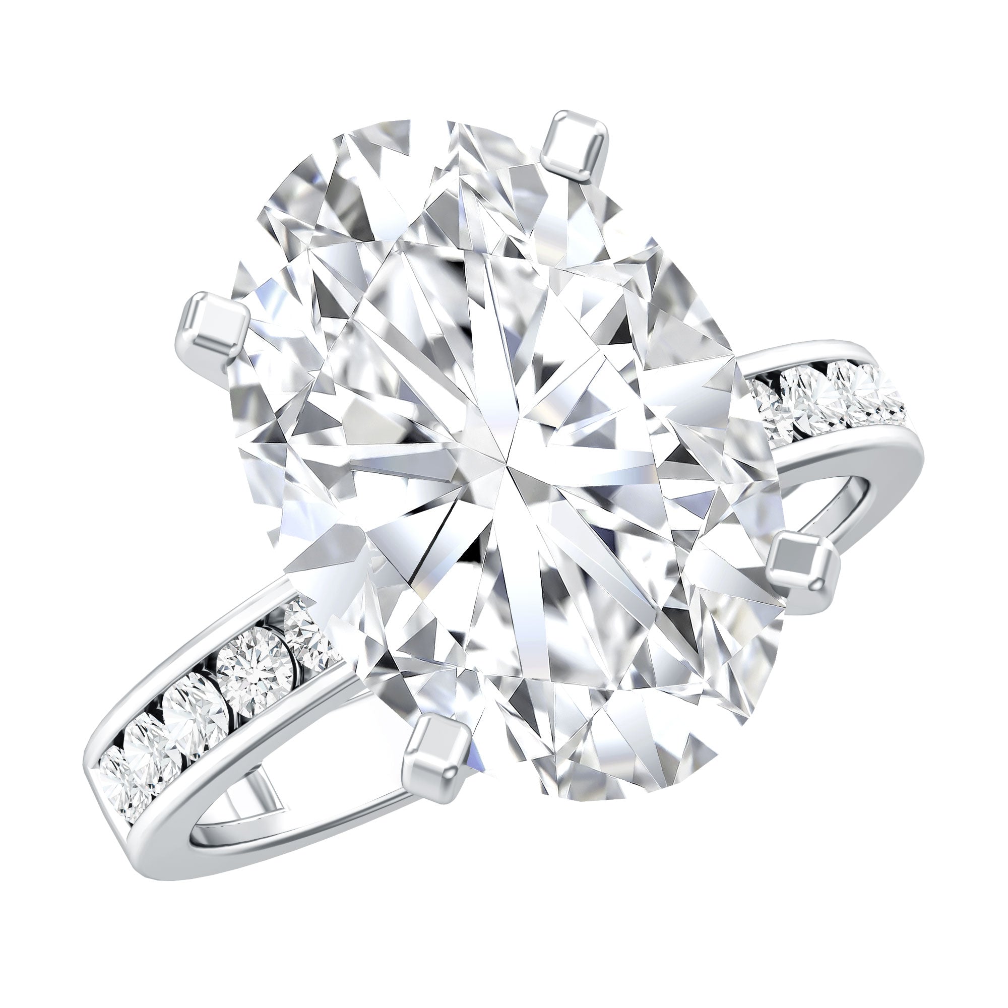 Oval Cut 5 Carat Lab Grown Diamond Big Engagement Ring with IGI Certificate Lab - ( EF-VS ) - Rosec Jewels