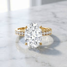 Oval Cut 5 Carat Lab Grown Diamond Big Engagement Ring with IGI Certificate Lab - ( E-VS1 ) - Rosec Jewels