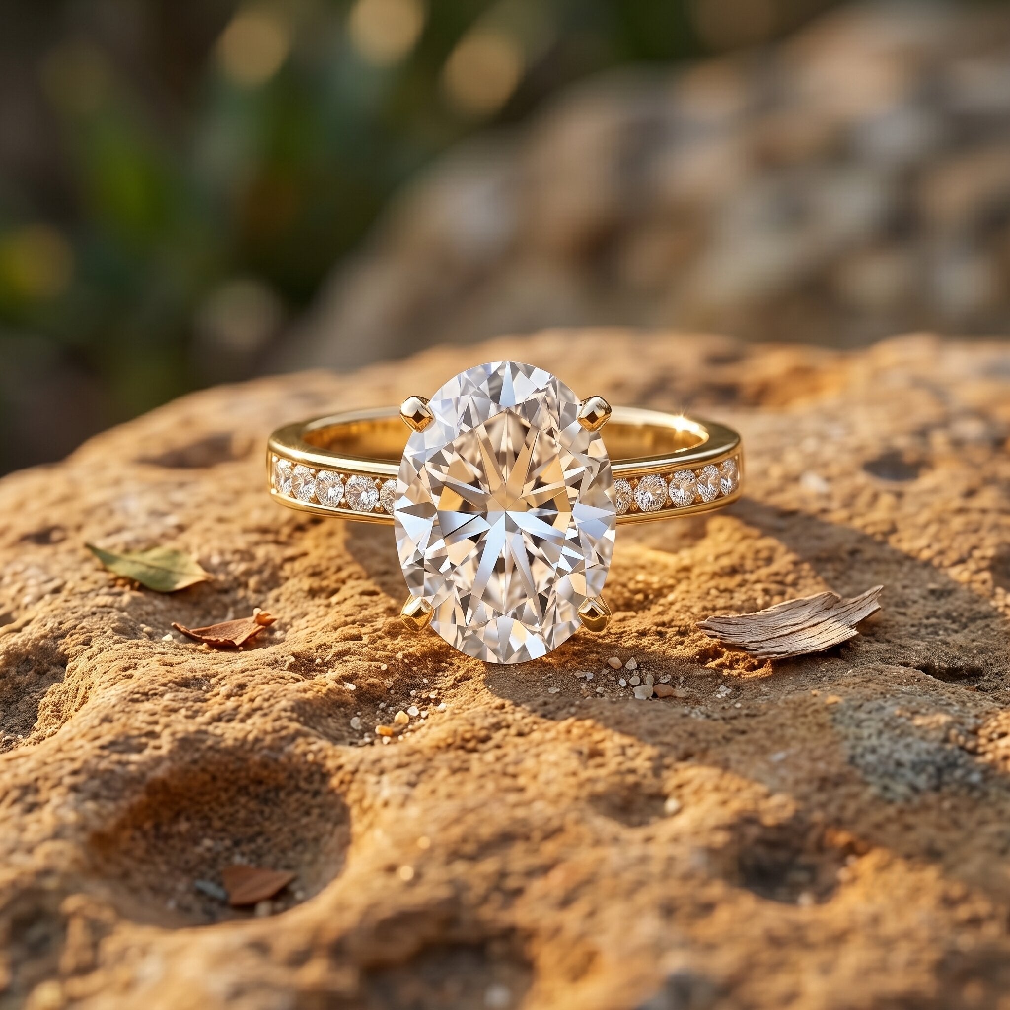 Oval Cut 5 Carat Lab Grown Diamond Big Engagement Ring with IGI Certificate Lab - ( E-VS1 ) - Rosec Jewels