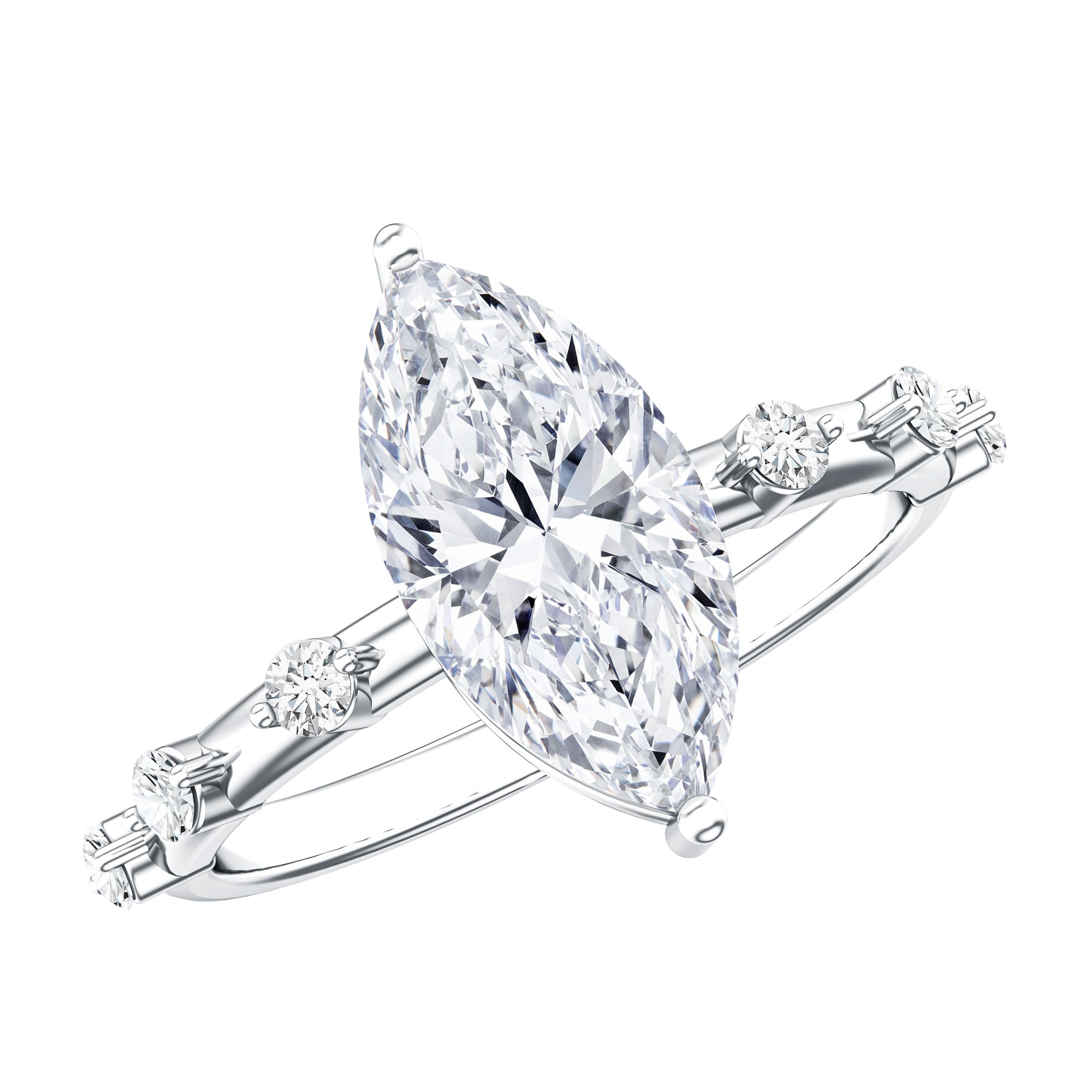 Rosec Jewels-Solitaire 2 Carat Lab Created Diamond Marquise Engagement Ring IGI Certified