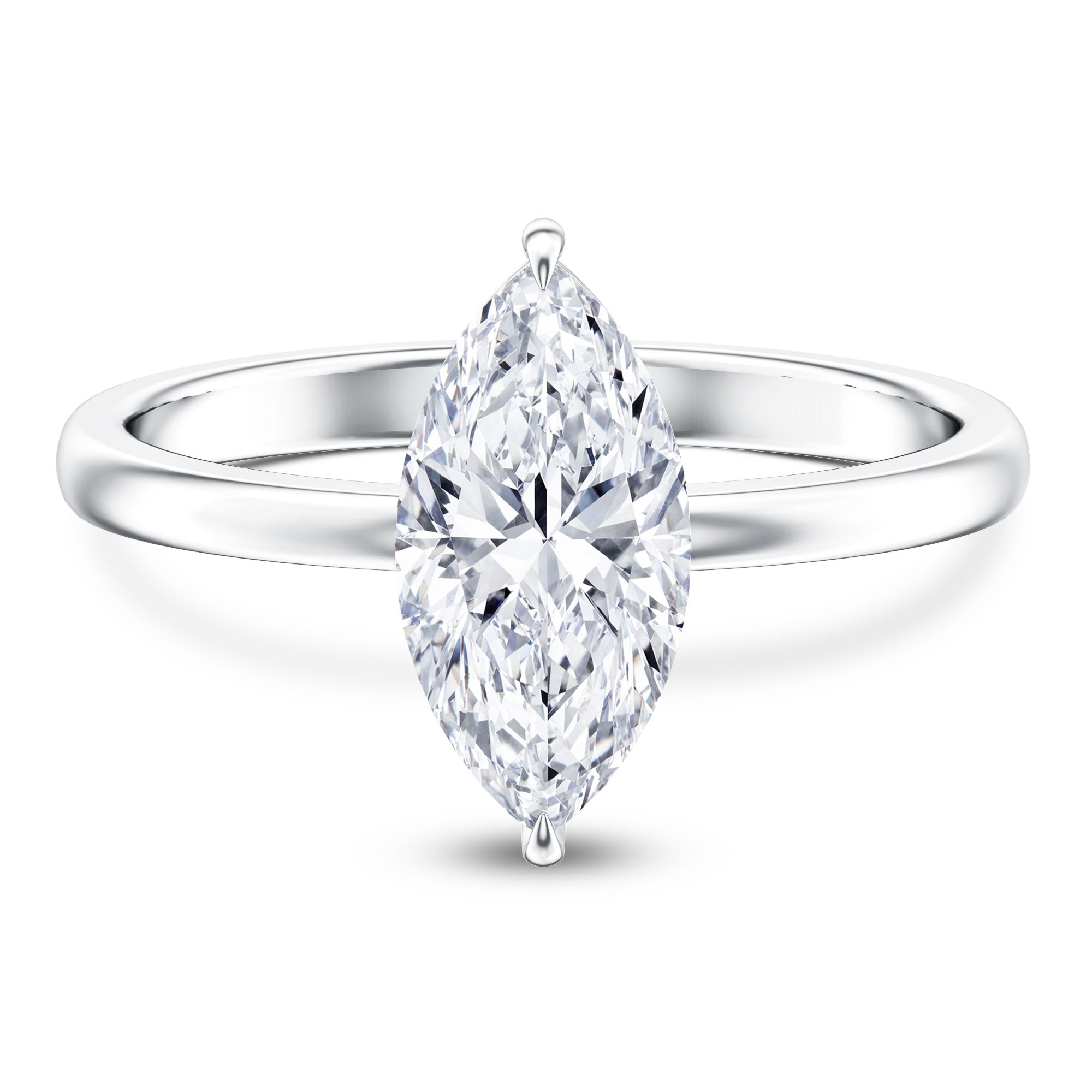 Rosec Jewels-IGI Certified Marquise Cut Lab Created Diamond Solitaire Engagement Ring 2 Carat