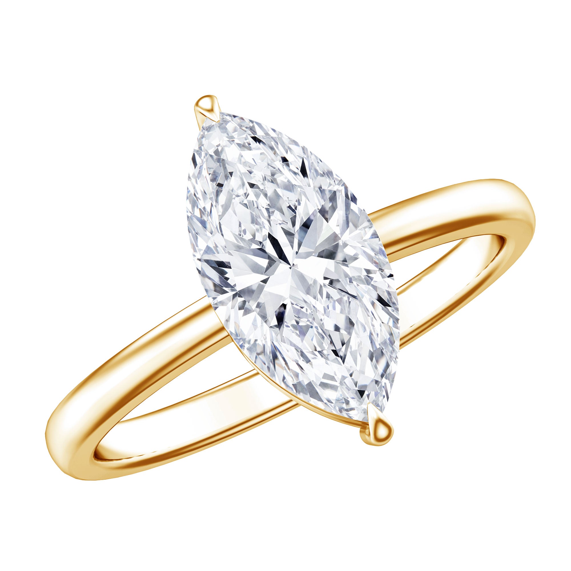 IGI Certified Marquise Cut Lab Created Diamond Solitaire Engagement Ring 2 Carat Lab - ( E-VS1 ) - Rosec Jewels