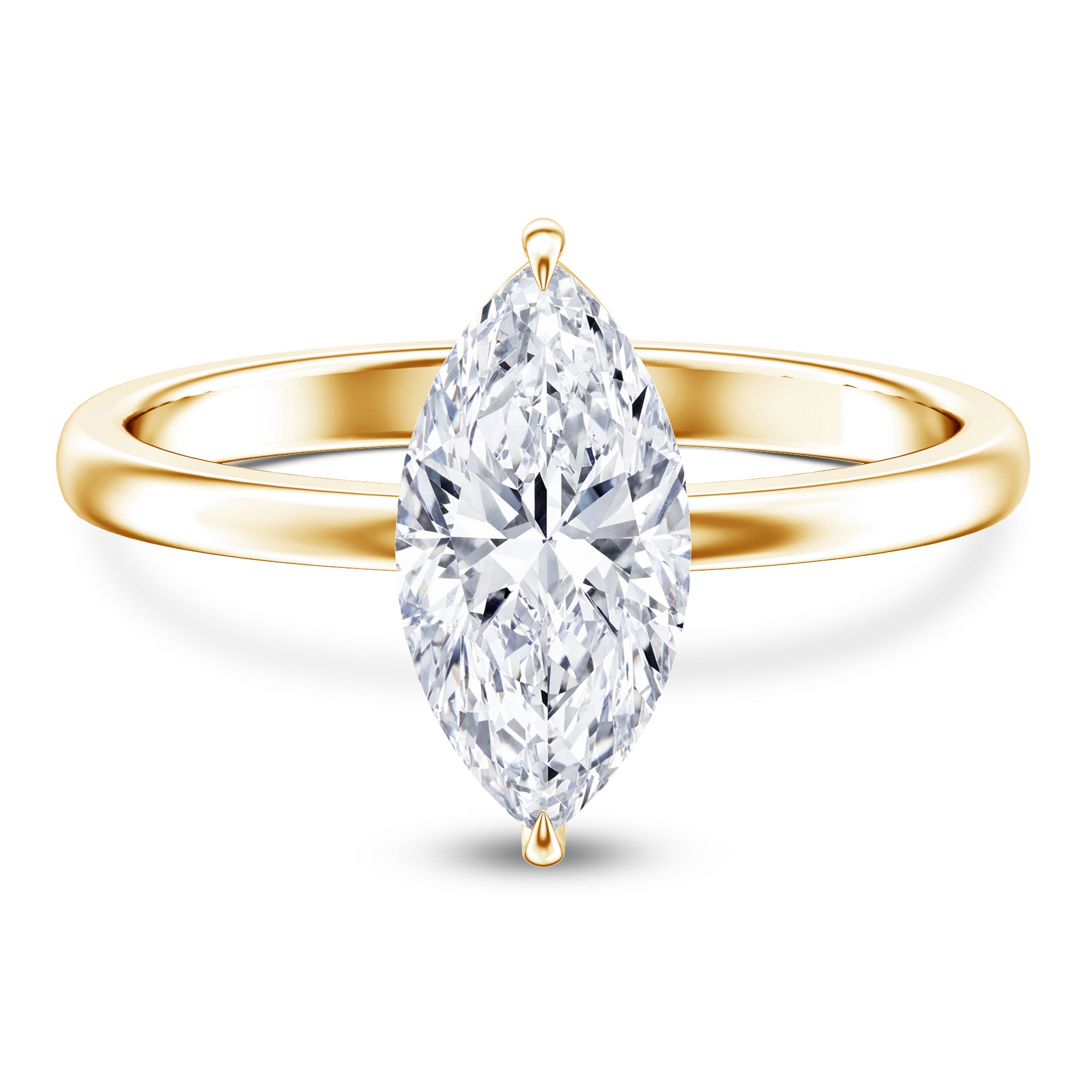 Rosec Jewels-IGI Certified Marquise Cut Lab Created Diamond Solitaire Engagement Ring 2 Carat