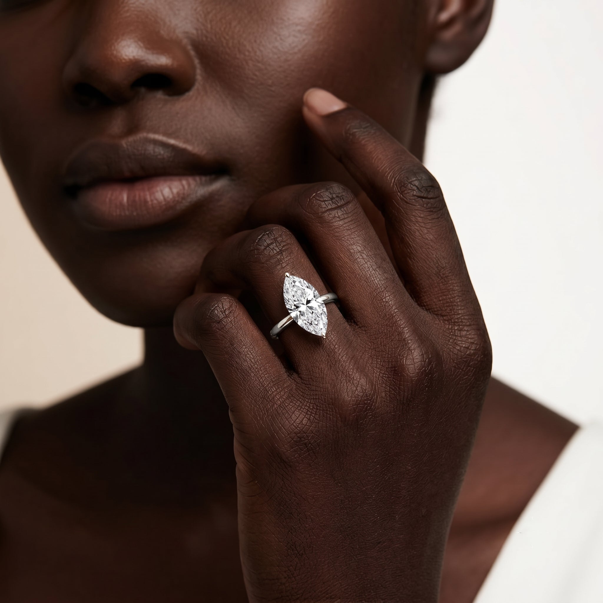 Rosec Jewels-Solitaire 3 Carat Lab Grown Diamond Marquise Engagement Ring IGI Certified