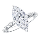 IGI Certified Lab Grown Diamond 3 Carat Marquise Engagement Ring with Spaced Accent Lab - ( E-VS1 ) - Rosec Jewels