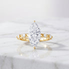 IGI Certified Lab Grown Diamond 3 Carat Marquise Engagement Ring with Spaced Accent Lab - ( E-VS1 ) - Rosec Jewels