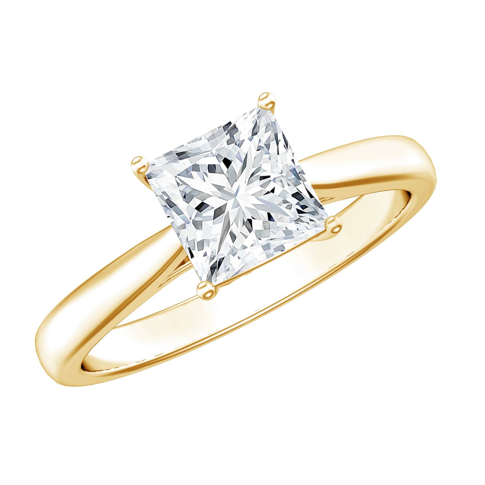 Solitaire 2 Carat Lab Created Diamond Princess Cut Engagement Ring IGI Certified Lab - ( EF-VS ) - Rosec Jewels
