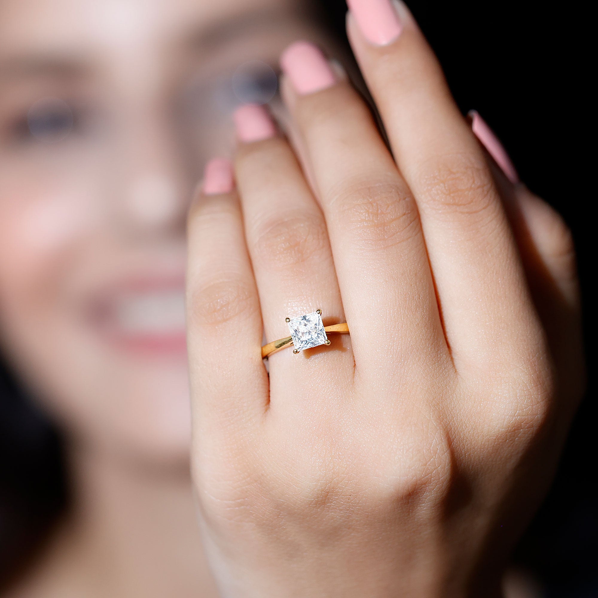 Rosec Jewels-Solitaire 1 Carat Princess Cut Lab Grown Diamond Engagement Ring with IGI Certificate