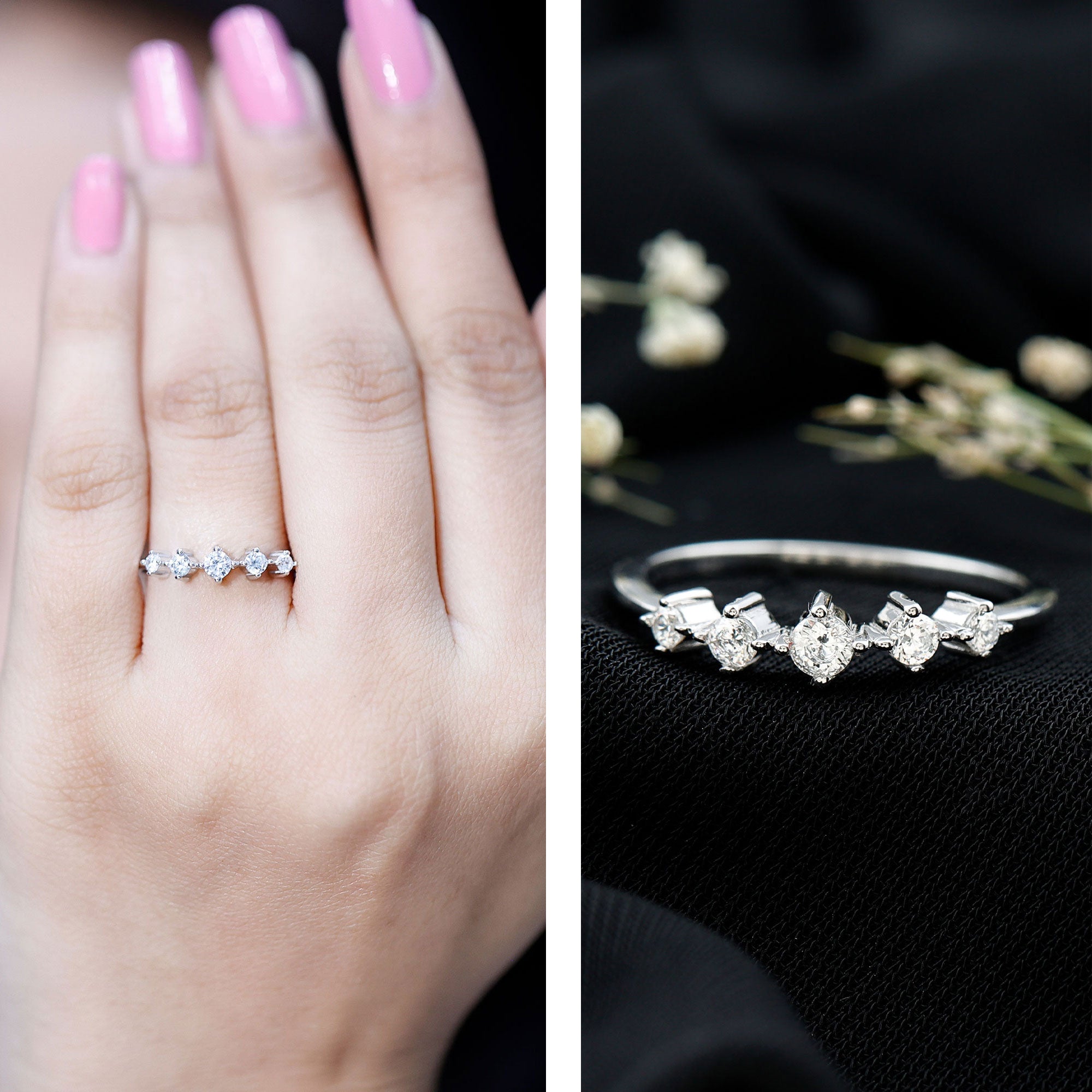Rosec Jewels-Graduated Style Lab Grown Diamond Promise Ring for Women