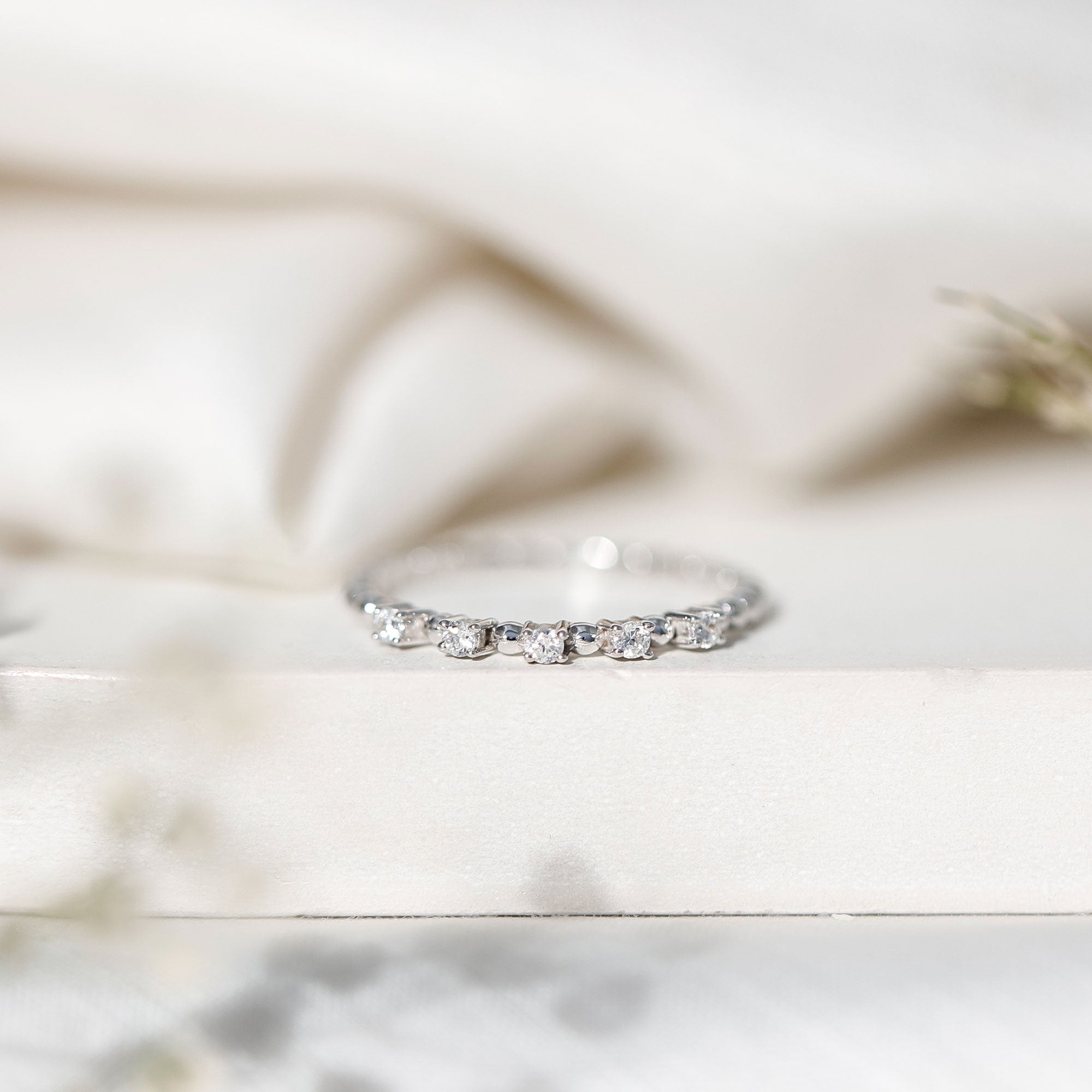 Rosec Jewels-Minimalist Lab Grown Diamond Stacking Ring with Beaded Detail