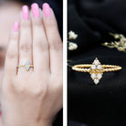 Rosec Jewels-Twin Triangle Lab Grown Diamond Engagement Ring with Twisted Band