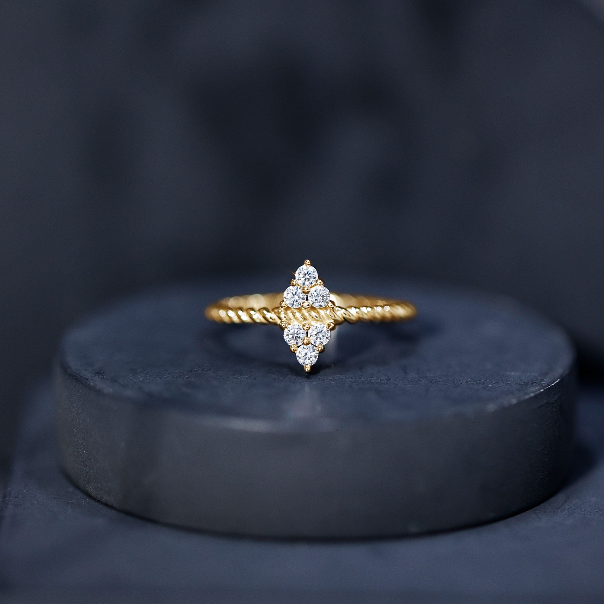 Rosec Jewels-Twin Triangle Lab Grown Diamond Engagement Ring with Twisted Band