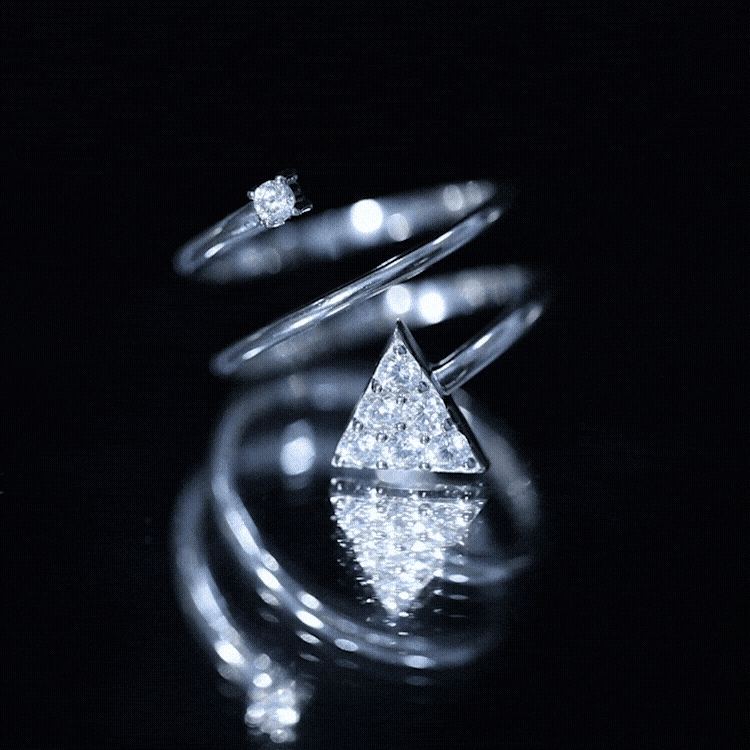 Rosec Jewels-Arrow Shape Spiral Lab Created Diamond Wrap Ring with Certificate