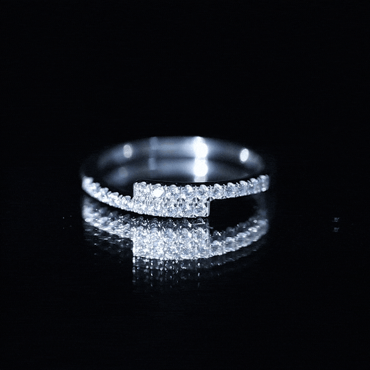 Rosec Jewels-Lab Grown Diamond Half Eternity Stackable Ring in Bypass Style