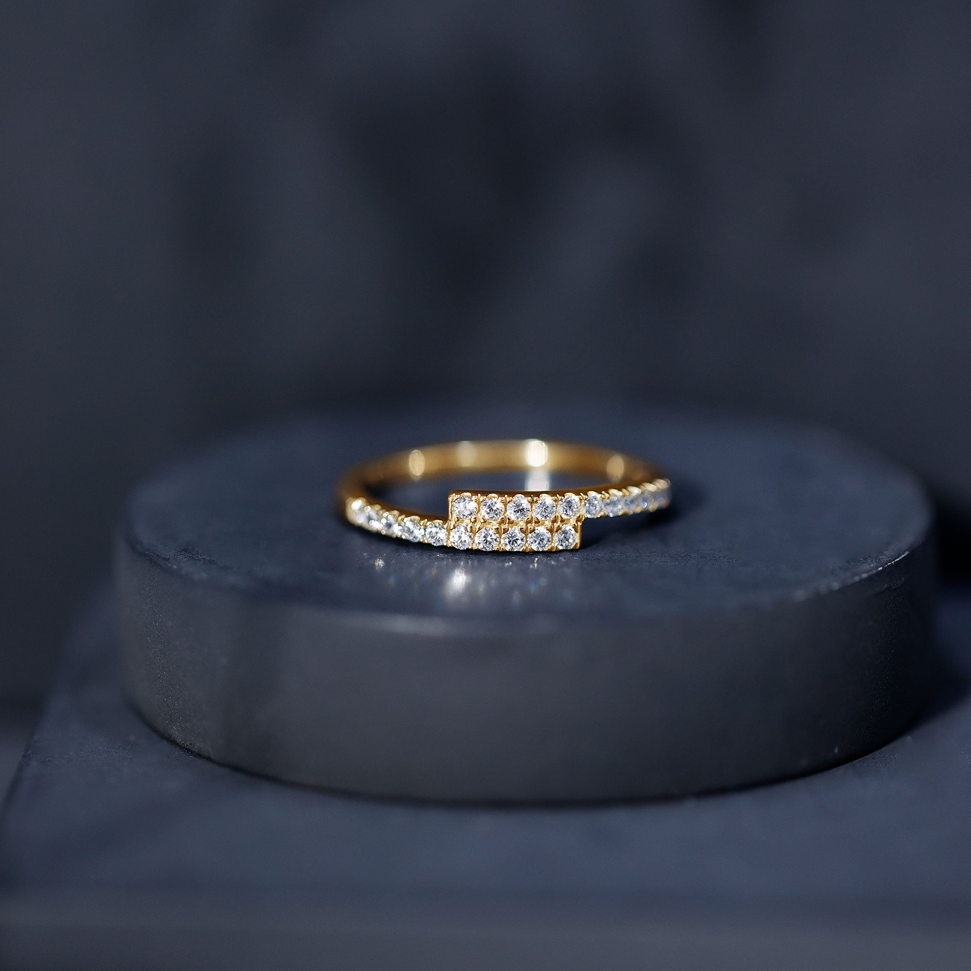 Rosec Jewels-Lab Grown Diamond Half Eternity Stackable Ring in Bypass Style