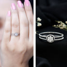Rosec Jewels-Certified Lab Grown Diamond Flower Promise Ring with Double Band Shank